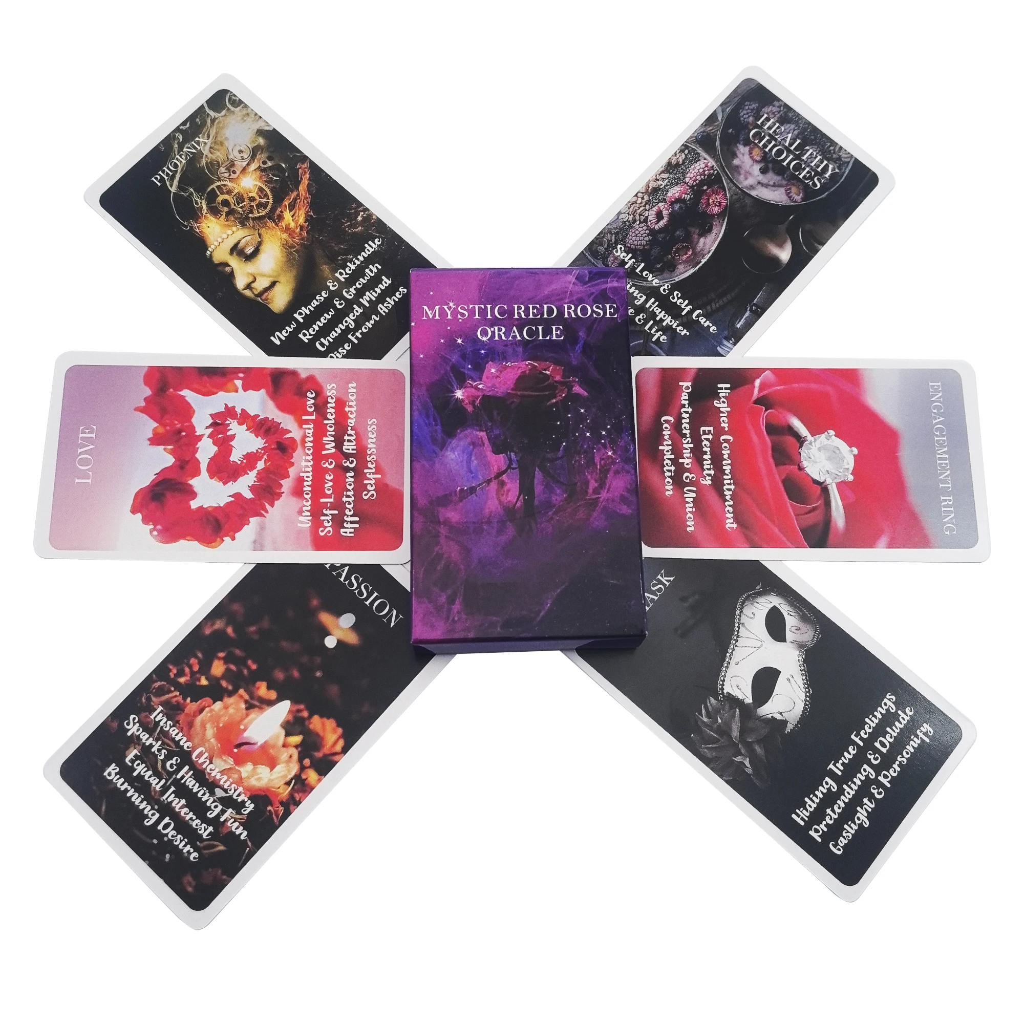 

Mystic Red Rose Oracle cards A 53 Oracle English Visions Divination Edition Deck Borad Playing Games gift