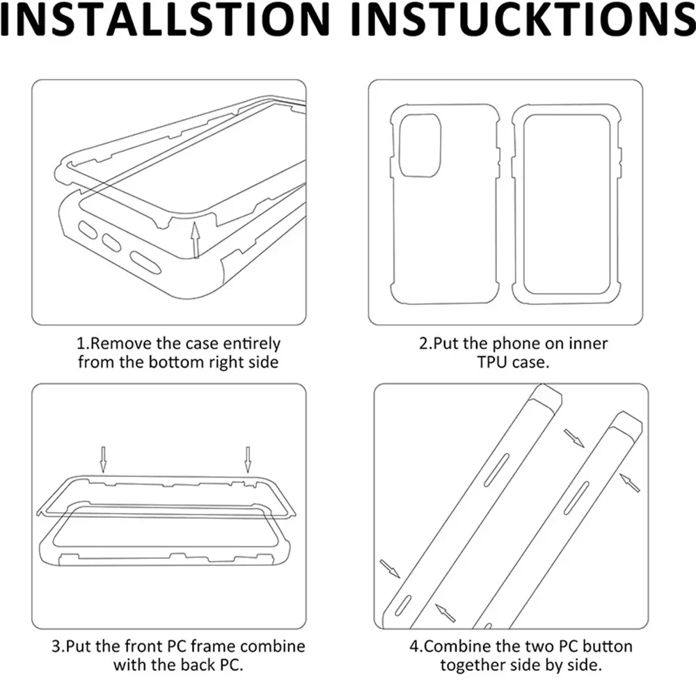 Чехол для телефона с полным покрытием 360 для Samsung Galaxy A54 A55 A16 A15 A35 A25 A53 A51 A34 A33 A32 A24 A23 A22 A14 A13 A12 A73 5G Funda
