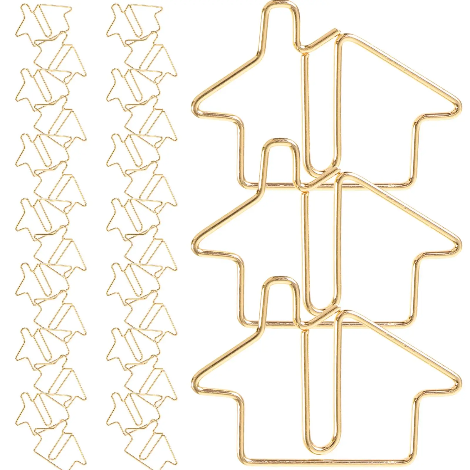 50 Pcs Golden Metal House Bookmarks Creative Paper Clips Office Supplies Mini File Clips Decorative Stationery Items Small Metal