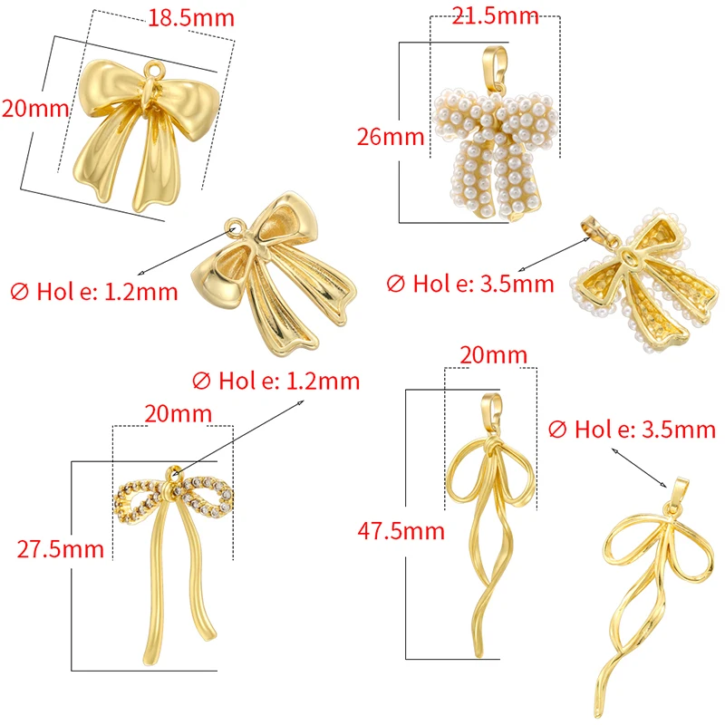 ZHUKOU 4 styles Pearl Bow Style Brass Material Pendant Jewelry Wholesale: VD1476-VD1479