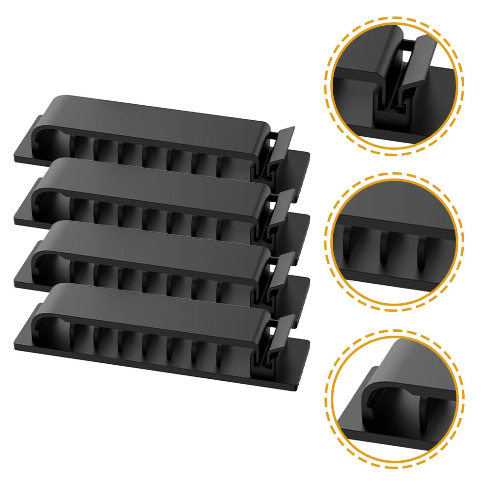 

4pcs Cable Manager Desk Organizer Wire Holder Plastic Cord Clips Charging Cable Holder Spring Clip Wall Car Use