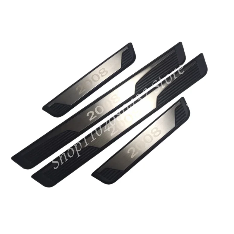 For Peugeot 2008 GT Car Door Sill Protector Scuff Plate Accessories Pedal Styling Sticker 2021 2020 2019 2018 2017 2015 2016