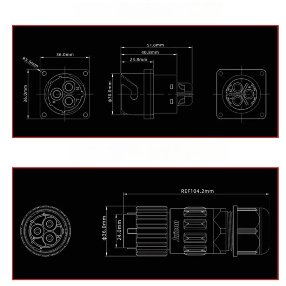 موصل الطيران 3pin 80A 600V مع مادة النايلون V0 المقاومة للهب لتخزين الطاقة مدخلات إخراج الطاقة والاستخدام الخارجي #4