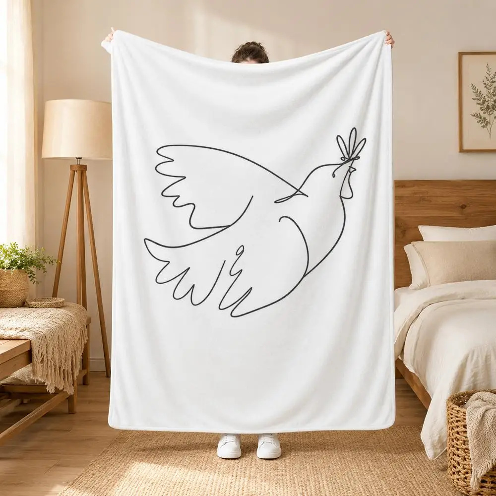 Pablo Picasso Animals One Line Drawings Throw Blanket Soft Flannel Throw Lightweight Summer Home Nap for Office Travel Sofa Bed