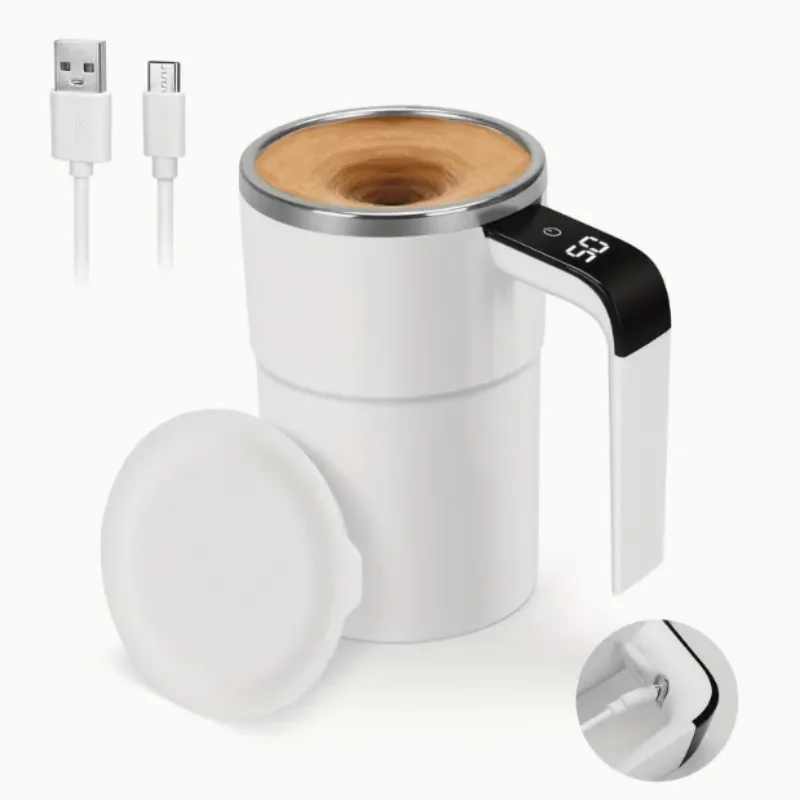 

USB-перезаряжаемая чашка для автоматического миксера для кофе с дисплеем температуры, электрическая мешалка из нержавеющей стали 304 для молока, шоколада, мокко, кофе