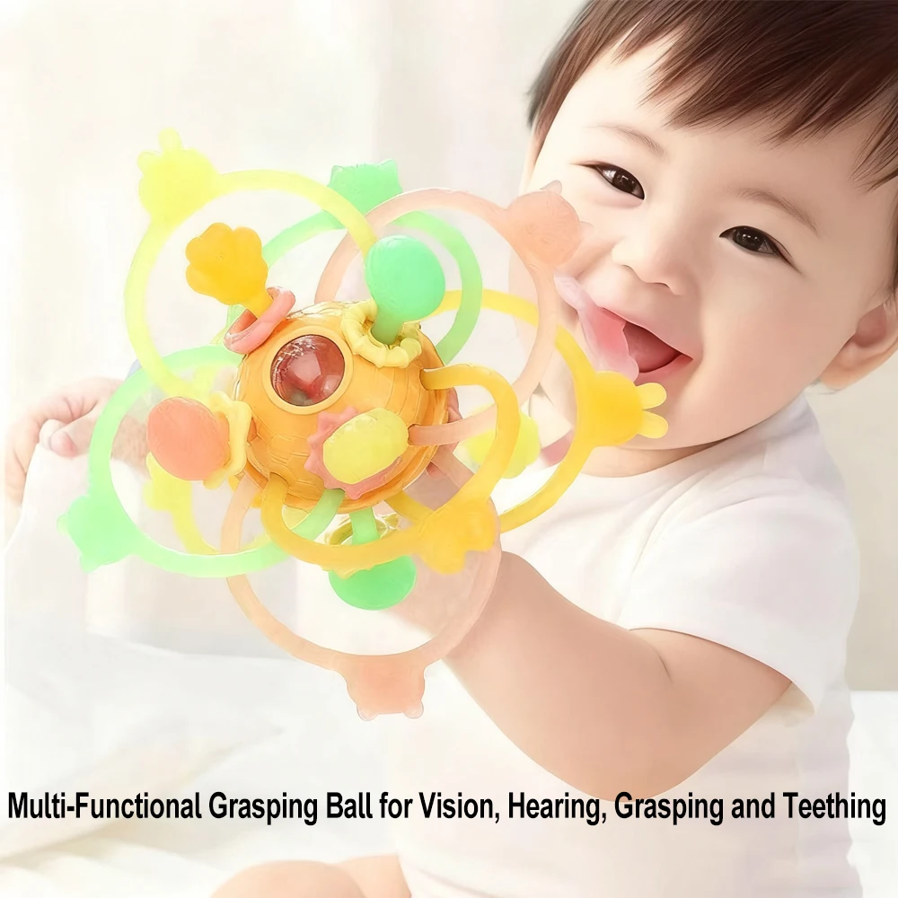 0-12 شهرا نشاط استيعاب الطفل ألعاب تطوير الطفل الدورية حشرجة الموت الكرة سيليكون عضاضة الطفل ألعاب حسية للأطفال #3