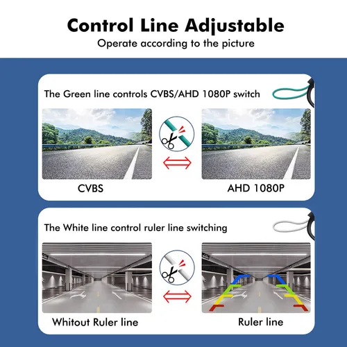 Imagen 2 del producto AHD CCD lente ojo de pez dorada, cámara de visión trasera de respaldo inverso para coche, Monitor de estacionamiento estéreo para vehículo, instalación al revés