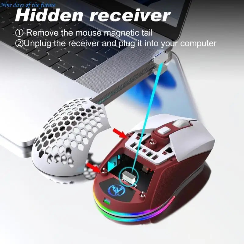 

Mechanical Gaming Mice Dual-Mode Luminous Light Mouse 4800DPI Adjustable Optical Gamer Mouse for PC Computer Game E65A