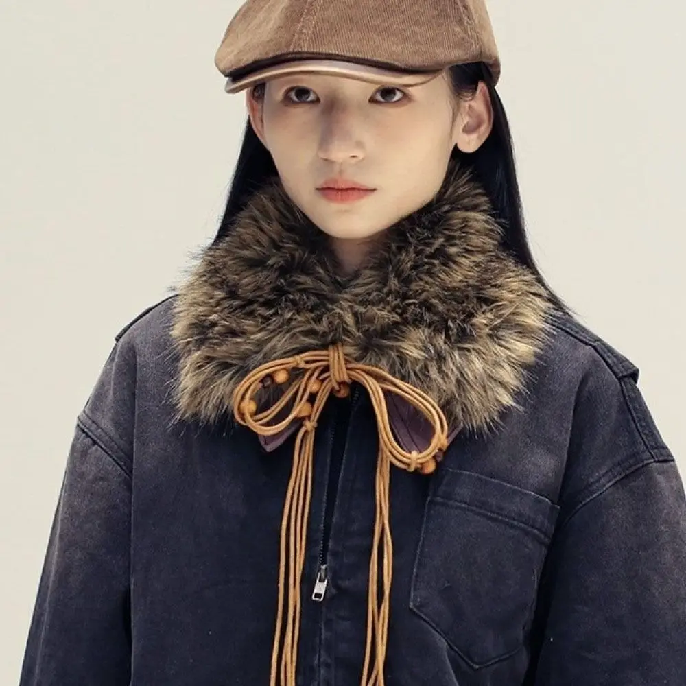 

Ретро-шарф Y2K с меховым воротником, милый стиль, крутой образ, пушистый пояс, панк-корейский стиль, модный аксессуар для талии