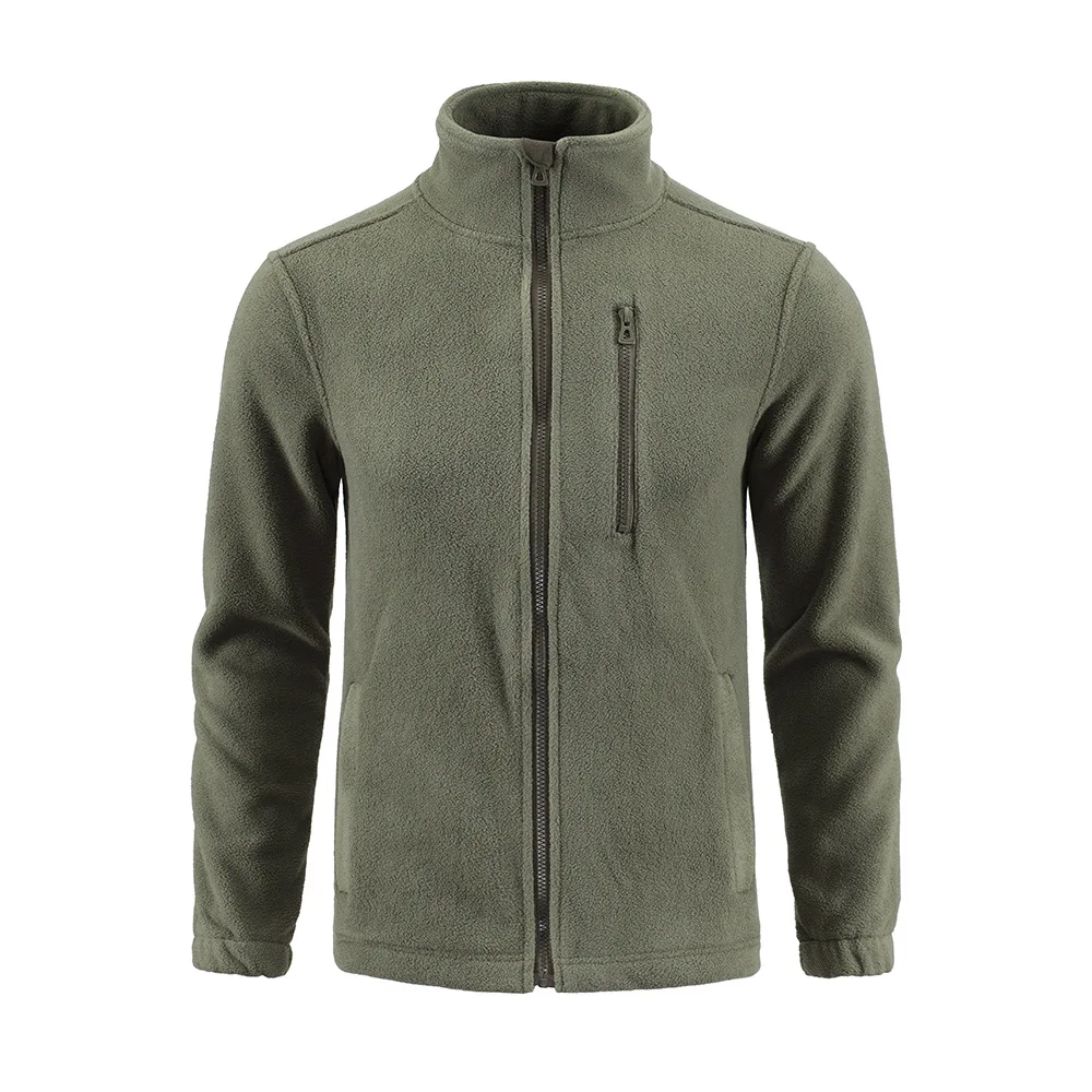 ESDY Fleece Jacket Stand-Up Collar Winter Double-sided Fleece Cardigan Inner Liner Warm Work Outdoor Camo Tactical Coats Men