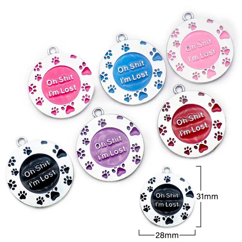 Wholesale 20pcs Dog Cat Tag Pet Dog Collar Accessories Personalized Paw Shape ID Tags Name No. Telephone Tags For Dog Supplies