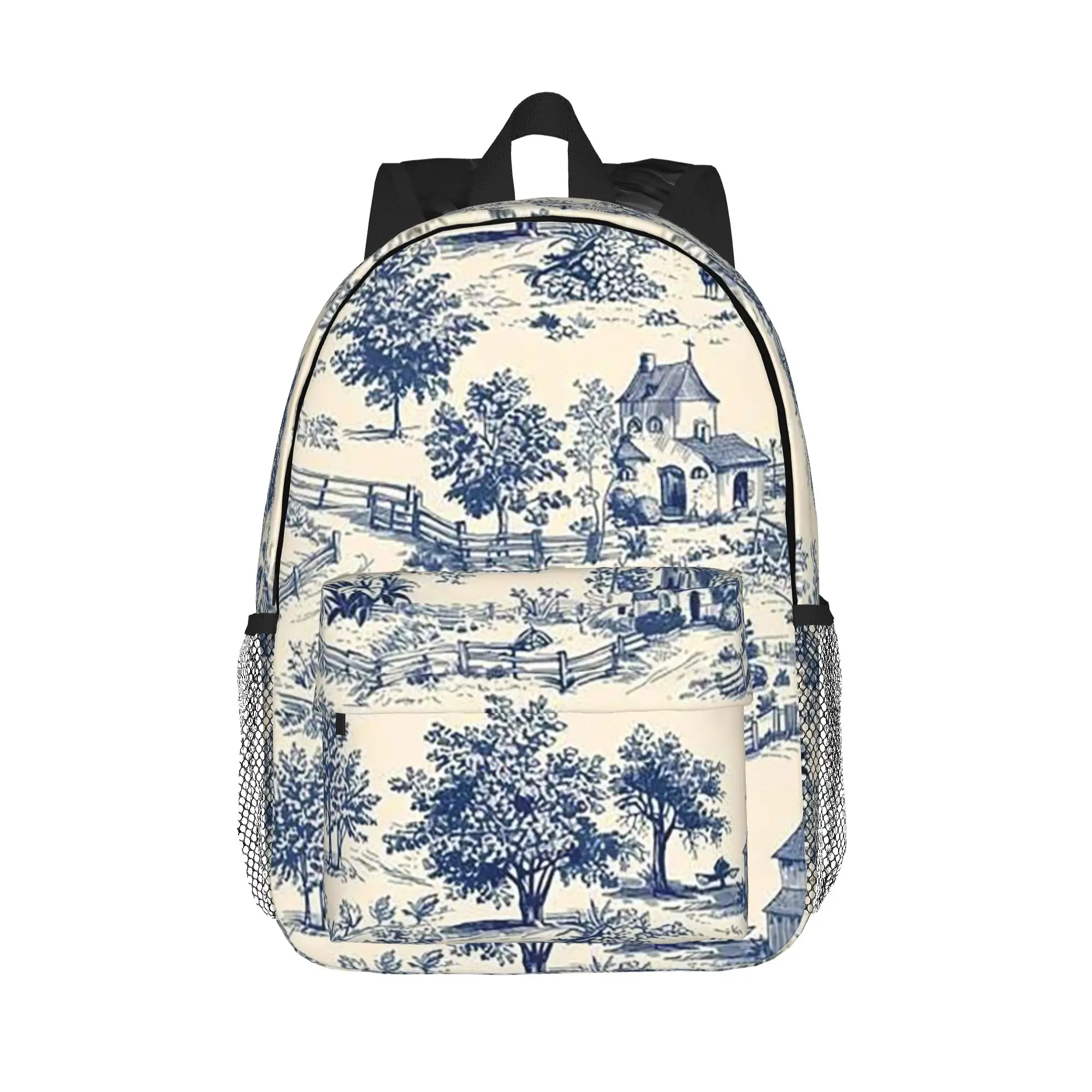 Toile De Jouy Farmhouses Countryside DV6620… Backpack Hot Sale Daypack Boys Girls BookBag Shoulder Bags for Men Women School Bag