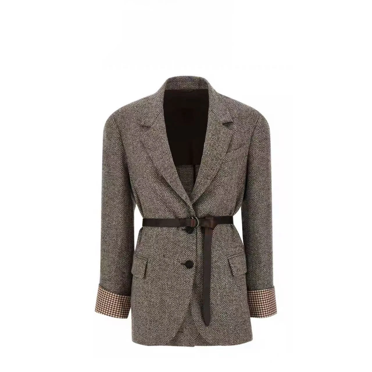 

The 2025 autumn/winter new retro hermetic waistband lace-up suit jacket is a casual, versatile, fashionable and elegant coat