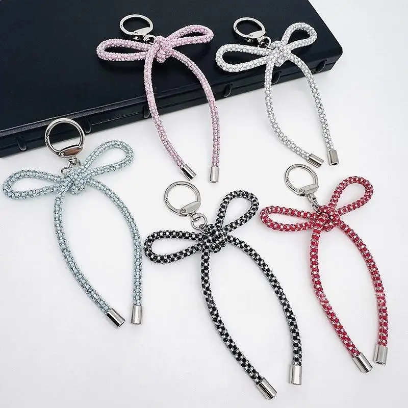 Butterfly Knot Crystal Pendant Keychain Firmly Inlaid Rhinestone Decor for Phone Purses Women Travel Accessories