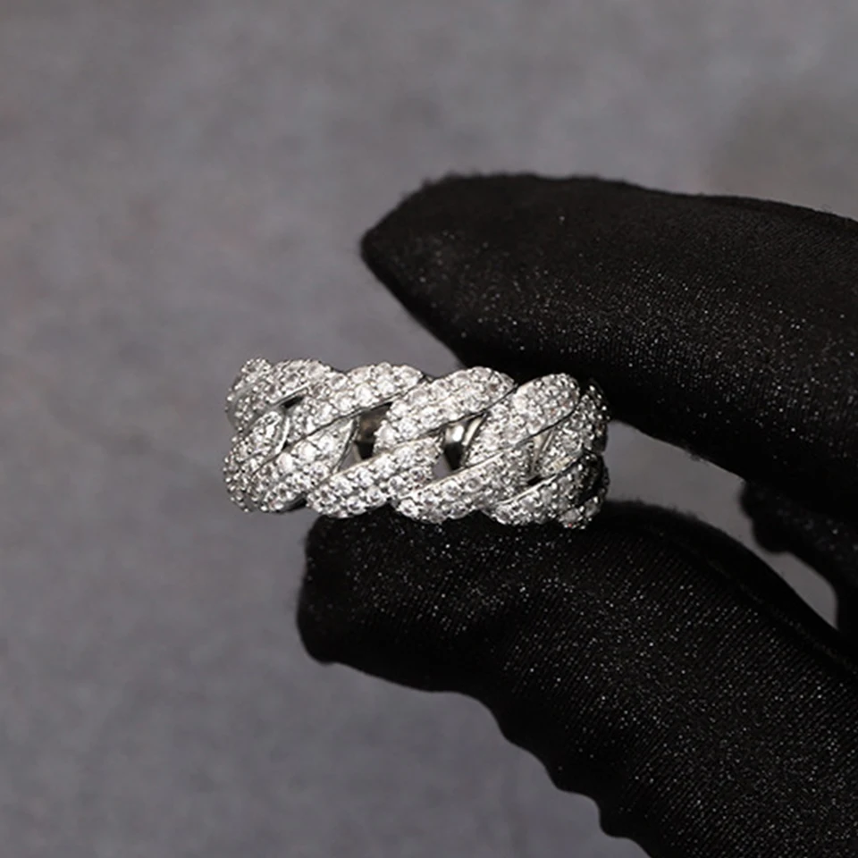 ZAKOL New Trendy Silver Color Chain Open Ring For Women Micro-Intact Zircon Wedding Anniversary Gift Jewelry