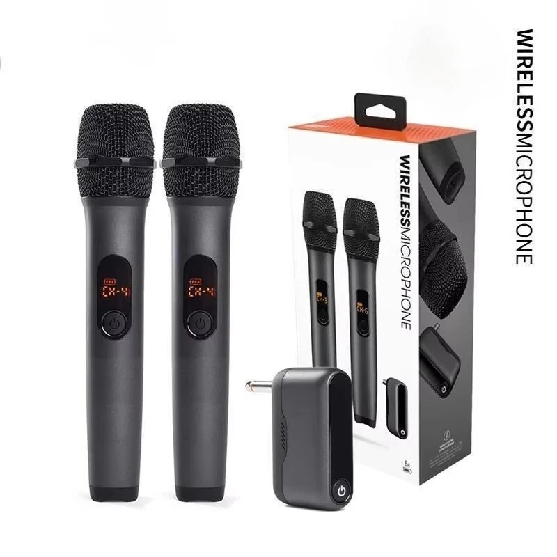 

WIRELESS MICROPHONE professional Handheld UHF Dual Channel 6.3 Interface 1 Tow 2 Home KTV Show Singing Speech Microphone K-song