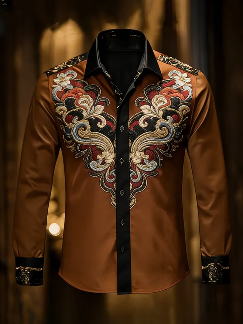 

Новая мужская рубашка с длинным рукавом и воротником, 11 цветов, с модным 3D-цветочным принтом и двухцветным узором.