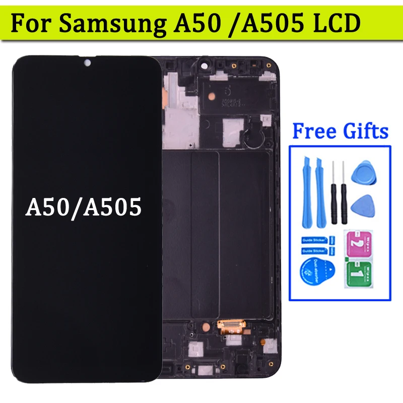 For Samsung A50 SM-A505FN/DS A505F/DS A505 LCD Touch Screen Digitizer With Frame For Samsung A50 lcd