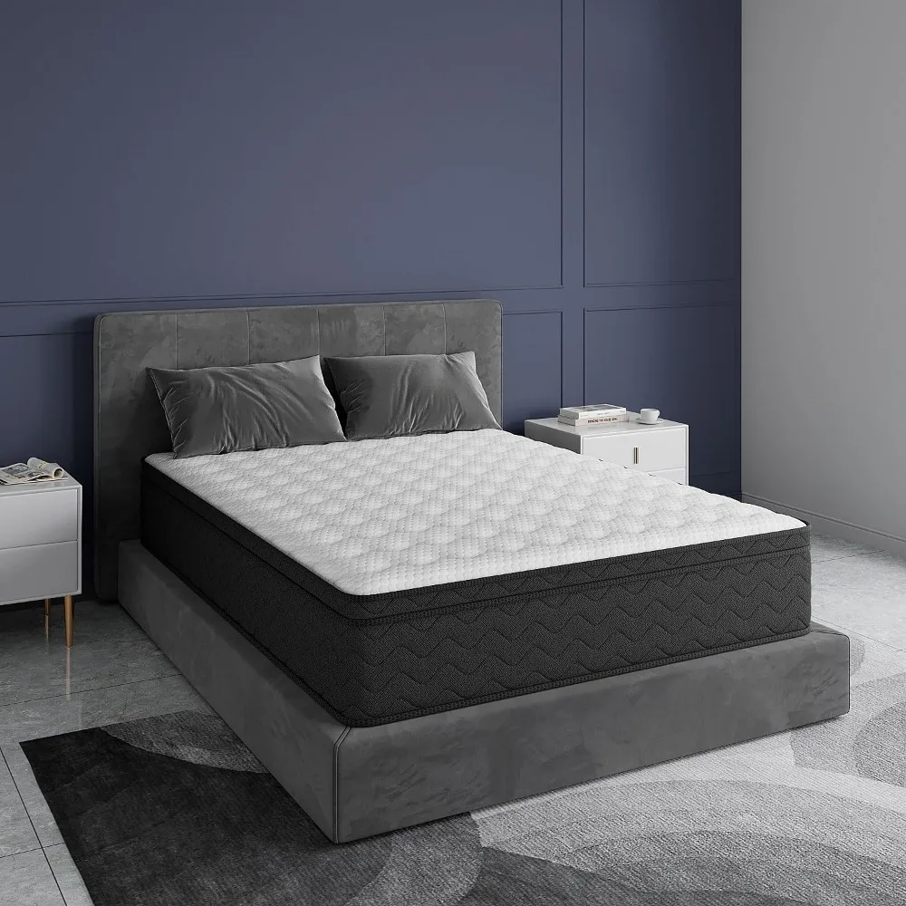 مرتبة كوين، مرتبة مقاس 10 بوصة مقاس كوين، مرتبة هجينة في صندوق، رغوة الذاكرة ودعم ثابت متوسط، Oeko-TEX & CertiPUR-US