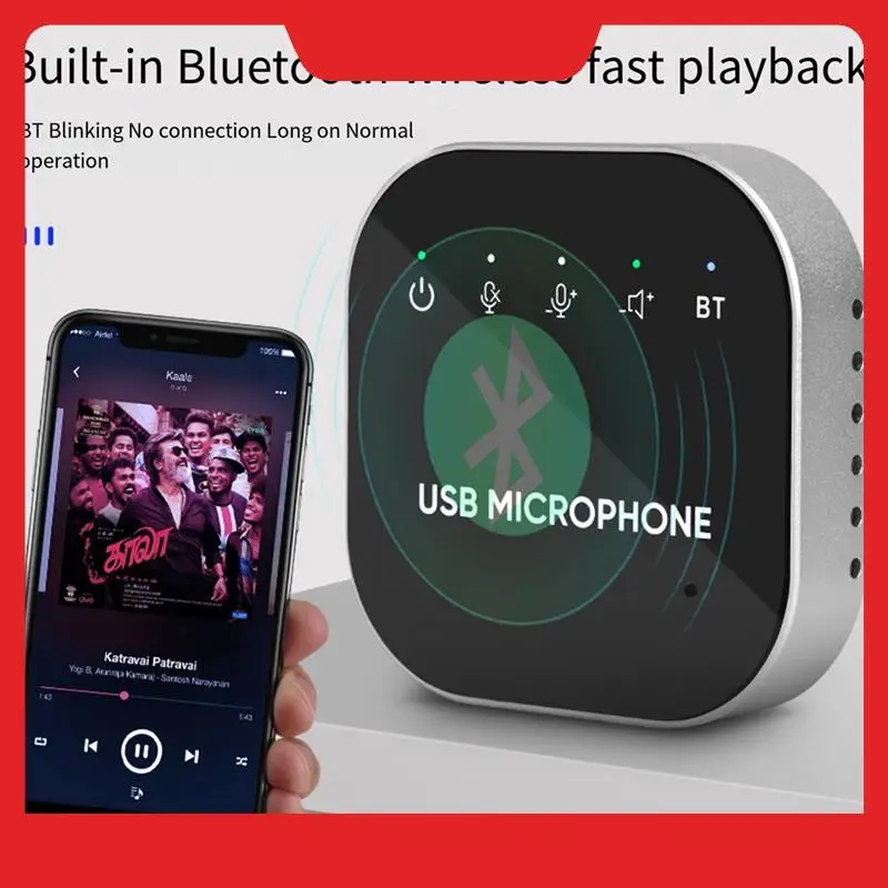 Desktop USB Conference Speakerphone BT Microphone 360° Omnidirectional Condenser Computer Mic With Speaker