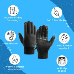 Winter Gloves Full Fingers Outdoor Cycling Motorcycle Waterproof Windproof Black Gray Touch Screen Anti-slip Ski Glove