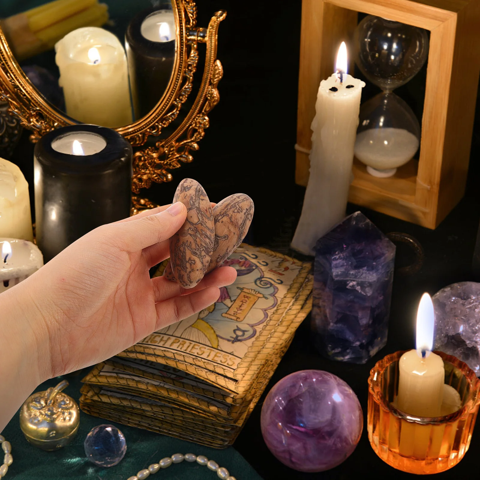 1Pair Bodhi Divination Cup Unique Design Practical Use Taoist Divination Supplies Spiritual Home Decoration Room Decor