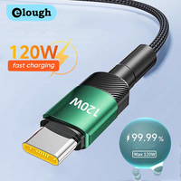 elough 120W USB Type C Cable Fast Charging 6A USB C Charger Cable for Huaiwei Honor iPhone 15 16 Data Cord 1m/2m