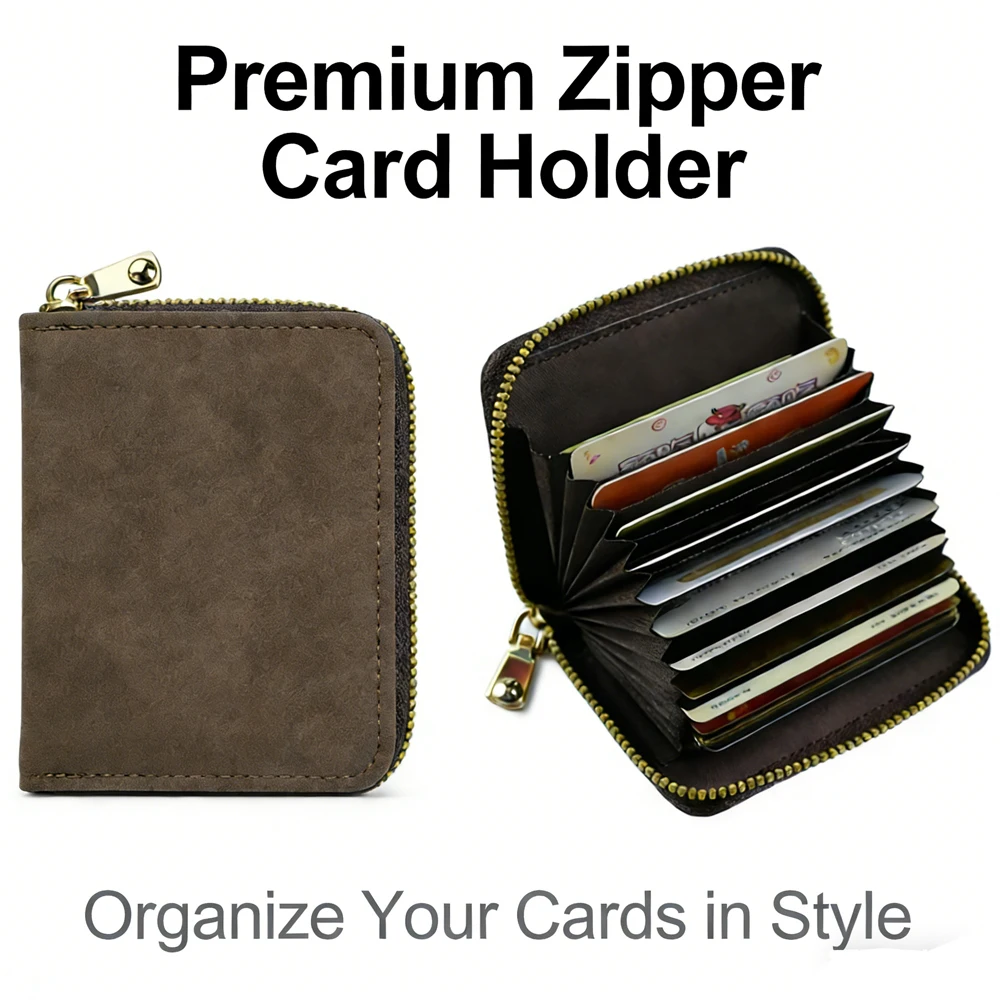 Vintage Card Holder Organizer for Credit Cards, ID & Cash Multiple Slots for Daily Use Travel & Business