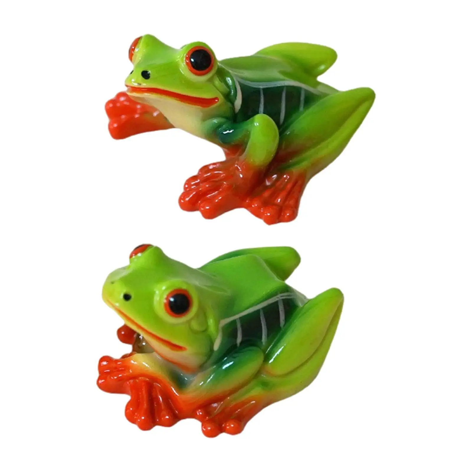 2Pcs Frog Figurines Plant Pot Ornaments Decor Creative Handcraft Funny Vase Mini