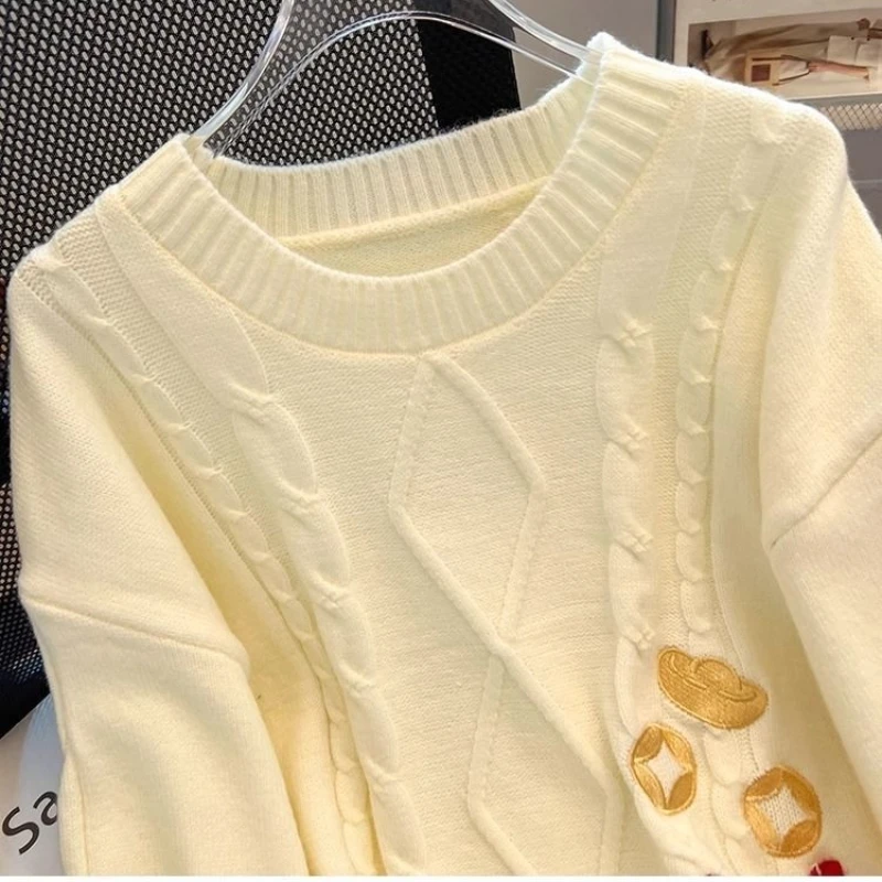 Vrouwen Lange Mouw O-hals Trui Dame Herfst Winter Gebreide Trui Mode Joker Gebreide Tops 2025, Nieuwe Kleding Vrouwelijke