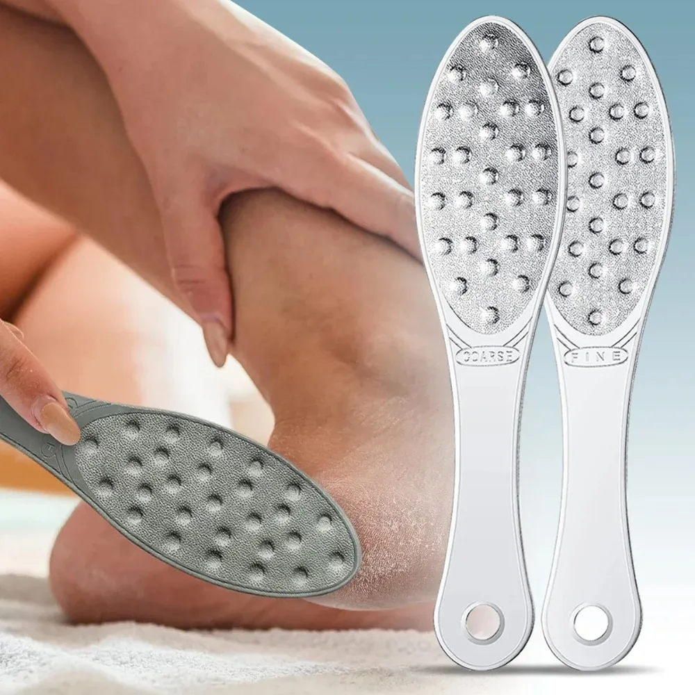 Stainless Steel Foot Scraper Metal Foot File Double SidedCallus Remover Professional for Wet or Dry SkinPedicure Tool Heel