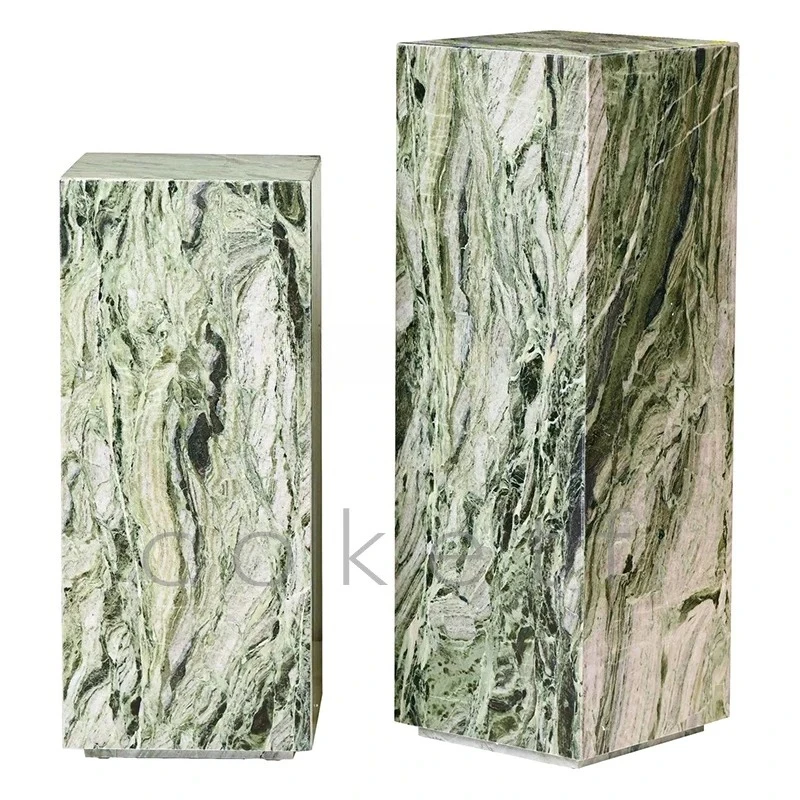 

Light luxury jadeite green natural marble edge few living room sofa round luxury stone side table