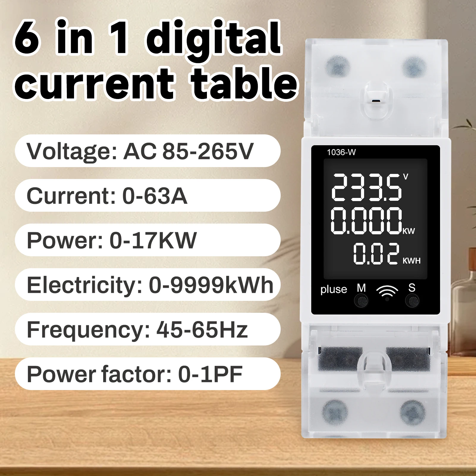 

Умный Wi-Fi Вольтметр переменного тока Амперметр AC85-265V 63A 1036-W ЖК-дисплей HD Измеритель напряжения тока Цифровой амперметр Мультиметр Ток