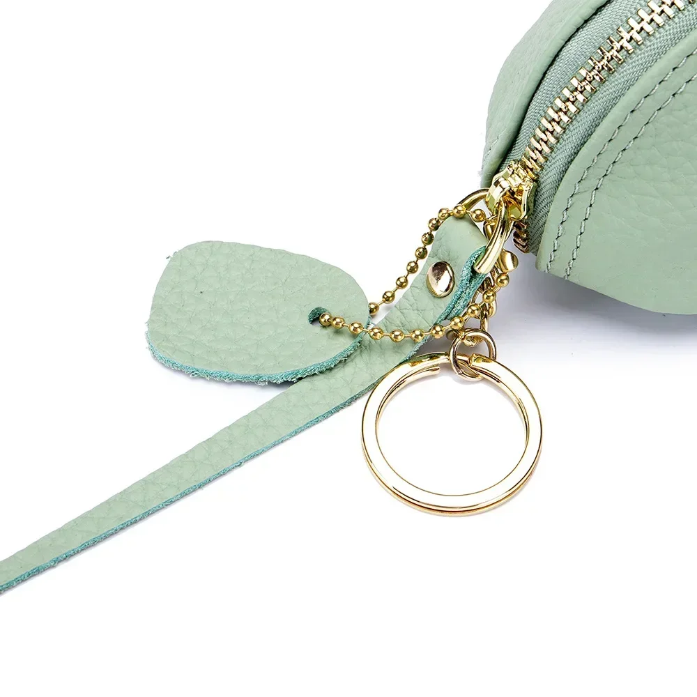 Women's Leather Mini Coin Pouch - Cute Mouse Keyring Lipstick Clutch Bag with Pendant Charm for Gift Essentials