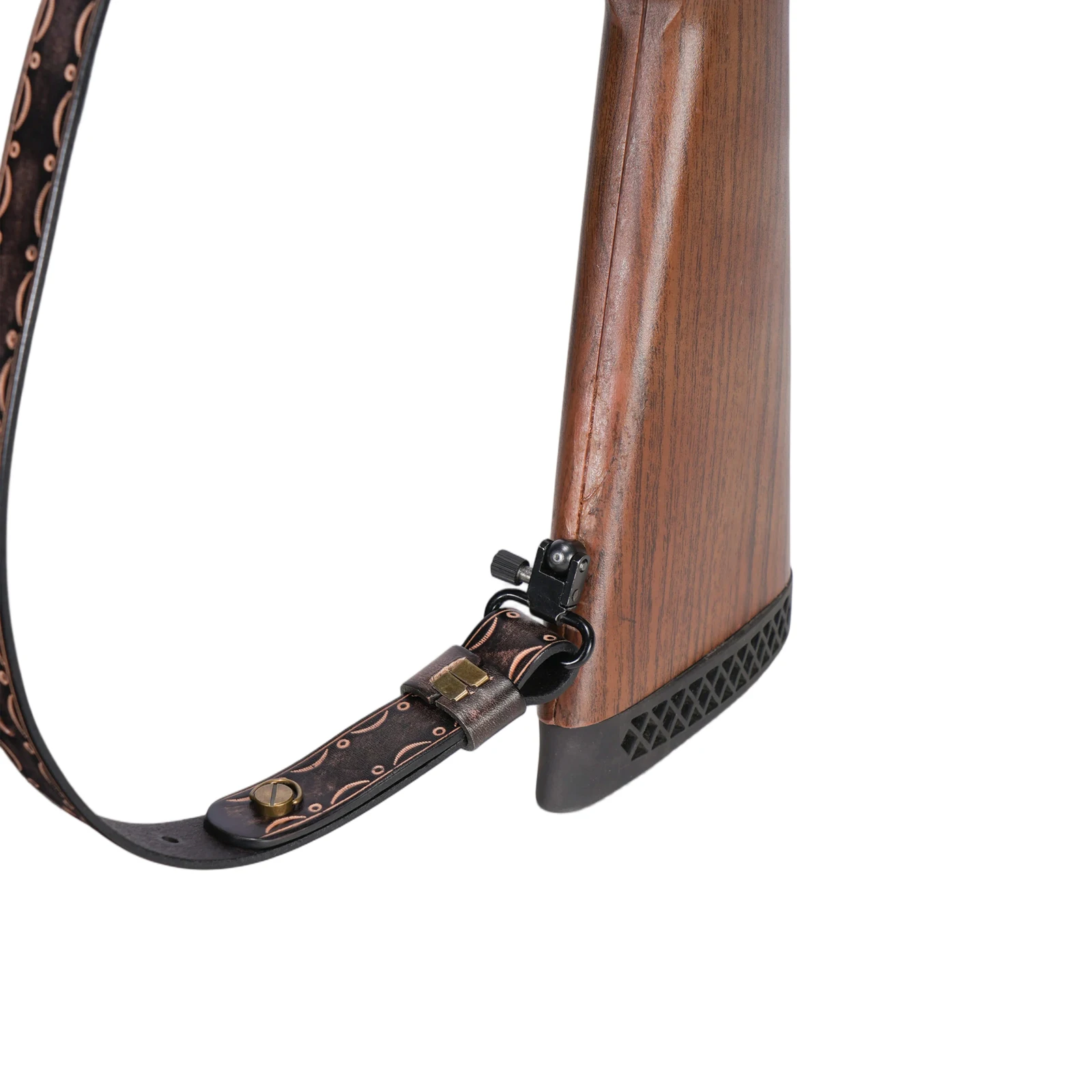 Tourbon Vintage Leder Gewehrriemen, Rutschfester Gewehr-Schultergurt, Verstellbare Länge 105cm, Fingerstütze, Jagdzubehör – Detail 13