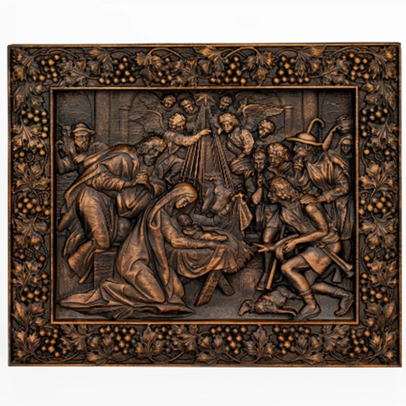 

The Jesus Birth Plaque Wooden Decorative Wall Hanging Christmas Nativity Scene Figures Church Souvenirs Religious Decor