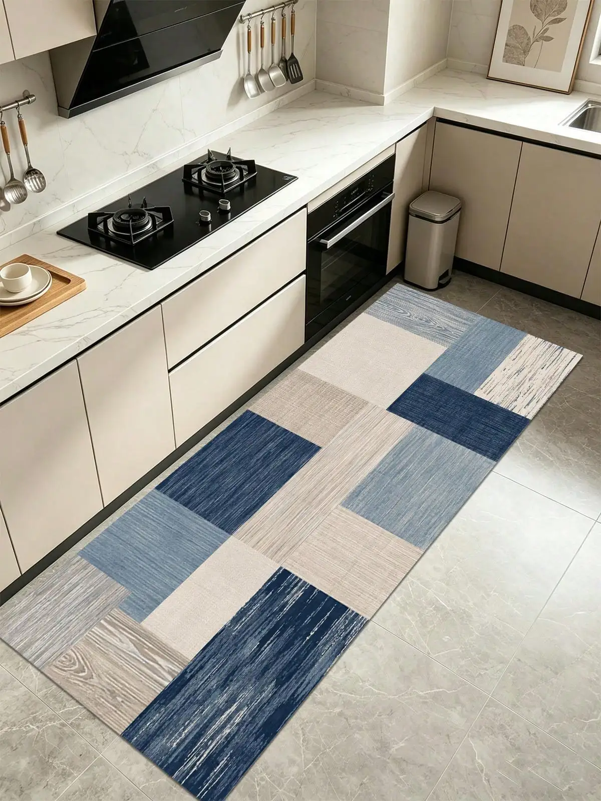 Indoor Runner Rug, Washable Runner Rug With Rubber Backing, Modern Geometric Patchwork Aesthetic Carpet For Bedroom, Living Room, Hallway, Entryway, Washable Rug Rockwood Collection Long Runner Rug Extra Long Hallway Mat Bedside Carpet Laundry Room