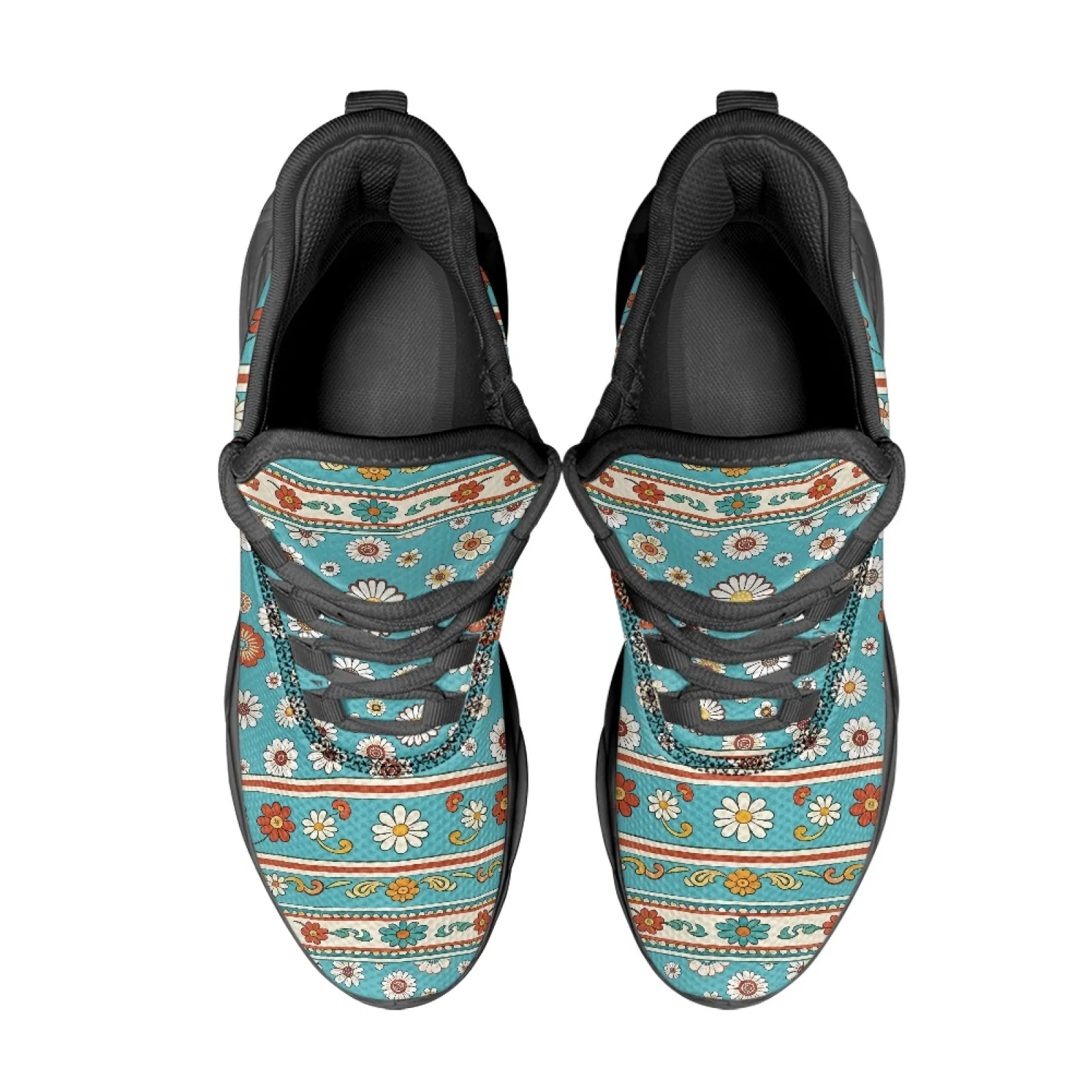 PENSTROLL Retro Floral Pattern Blade Running Shoes Mesh & EVA Fashion Sneakers Non Slip Blade Shoes for Walking