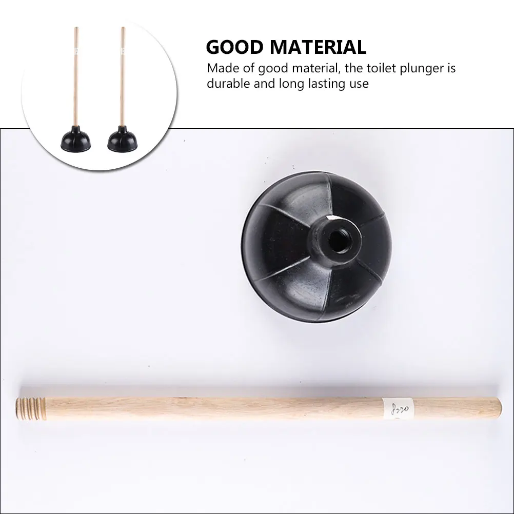 

2pcs Wooden Rubber Toilet Plunger Strong Suction Bathroom Supplies Kitchen Sink Cleaning Tools Durable Easy Storage