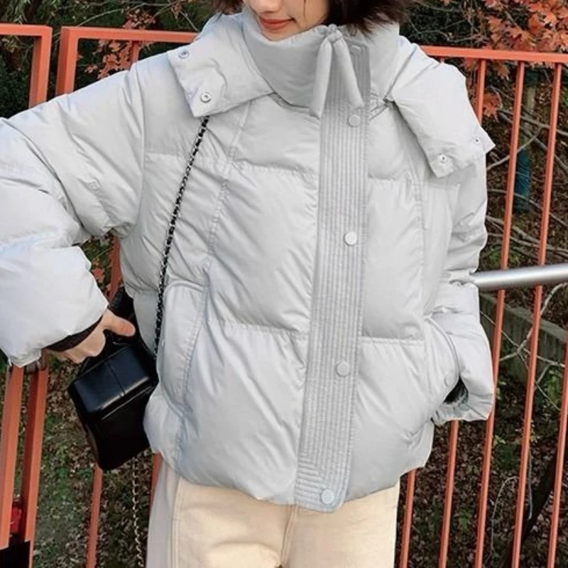 

Short Down Cotton Jacket for Women, Winter 2025 New Hooded Coat