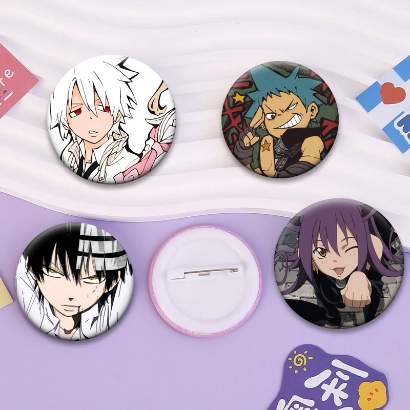 Soul Eater Brooches Anime Figure Lapel Pins Maka Albarn Death The Kid Cartoon Badge for Backpack Accessories Clothes Decoration