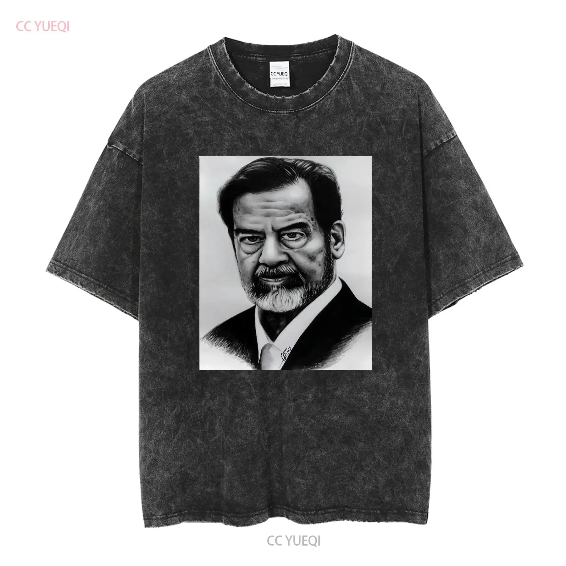 Saddam Hussein shirt photo t lovers vintage Washed streetwear homme Breathable Stylish Unisex designer clothes