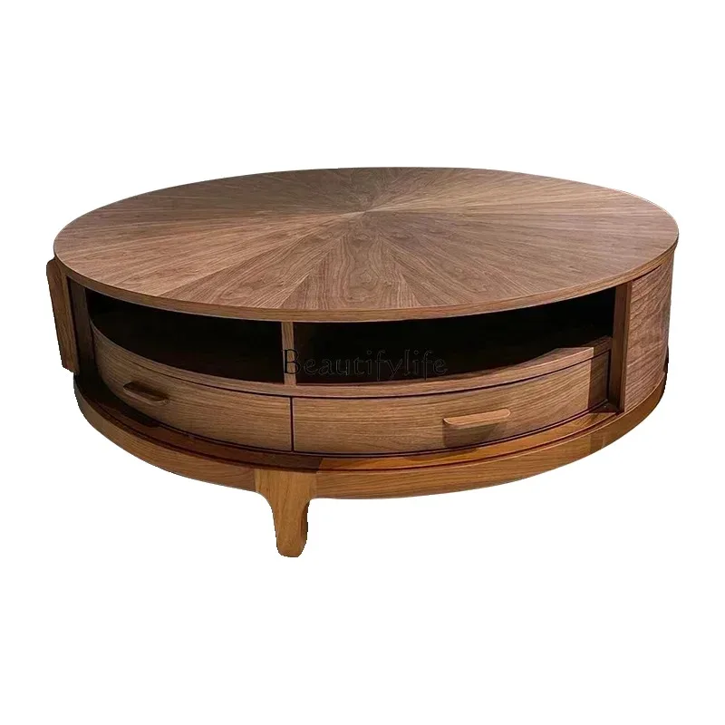 

style NEW Nordic solid wood coffee table round Italian minimalist coffee designer home wabi-sabi coffee table ss 8617