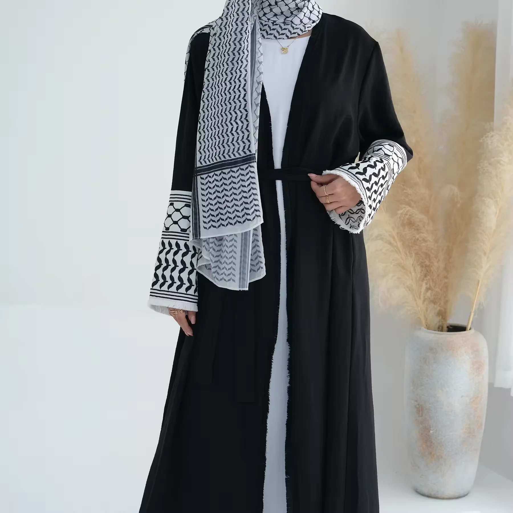 Embroidery Cardigan Women Islamic Clothing High Quality Trend Abaya Palestinian Abaya Ramadan Tassel Dubai Abaya Islamic Clothes