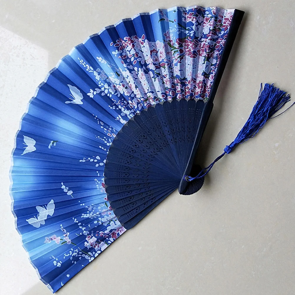 

6 Inch Bamboo Silk Women Folding Fan Sturdy Handheld Chinese Style Large Wind Summer Cooler Gift For Wedding Birthday Decoration