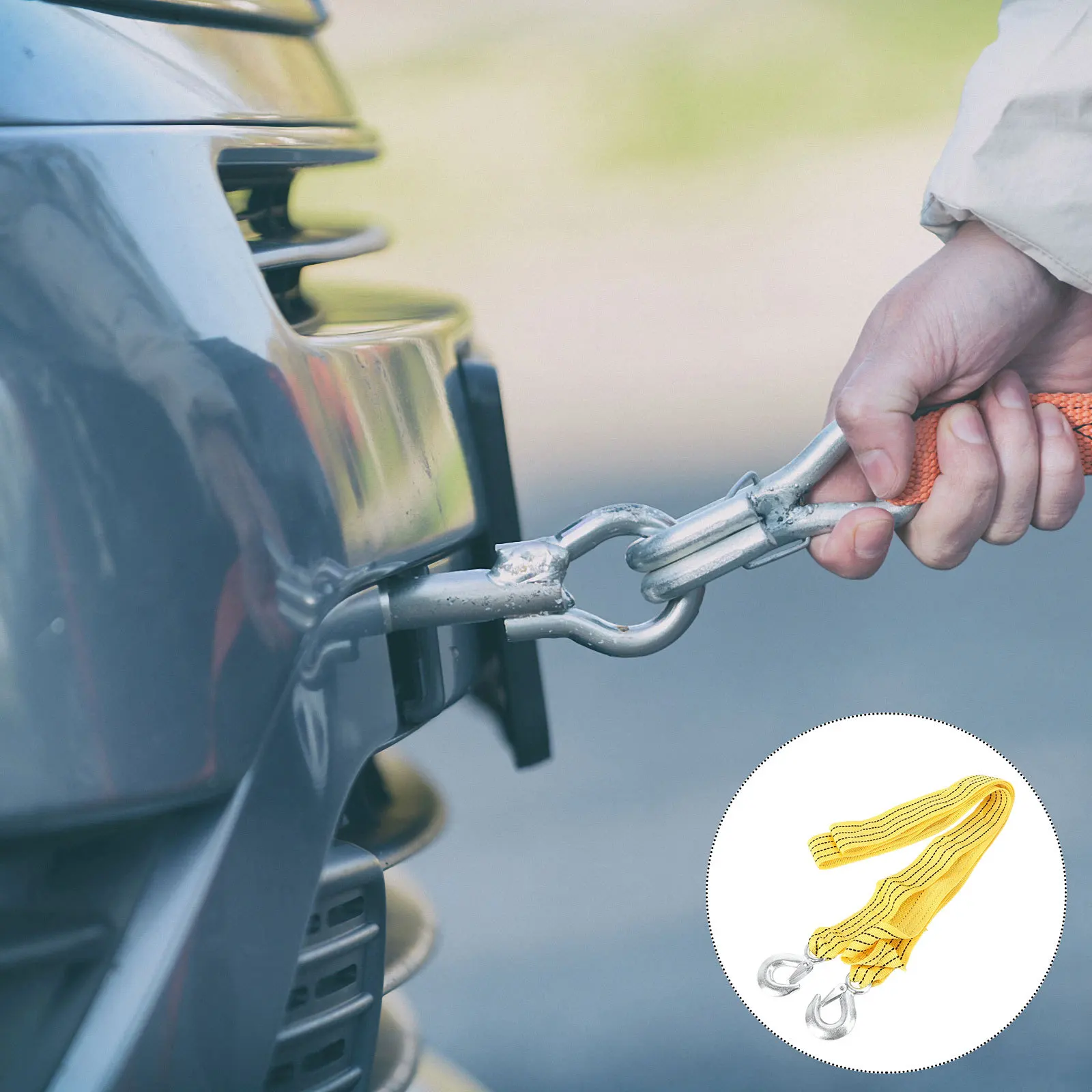 

1Set Professional Tow Strap Heavy Duty Vehicle Towing Rope for Tire Burst Cargo Drop Off-Road Emergency Recovery