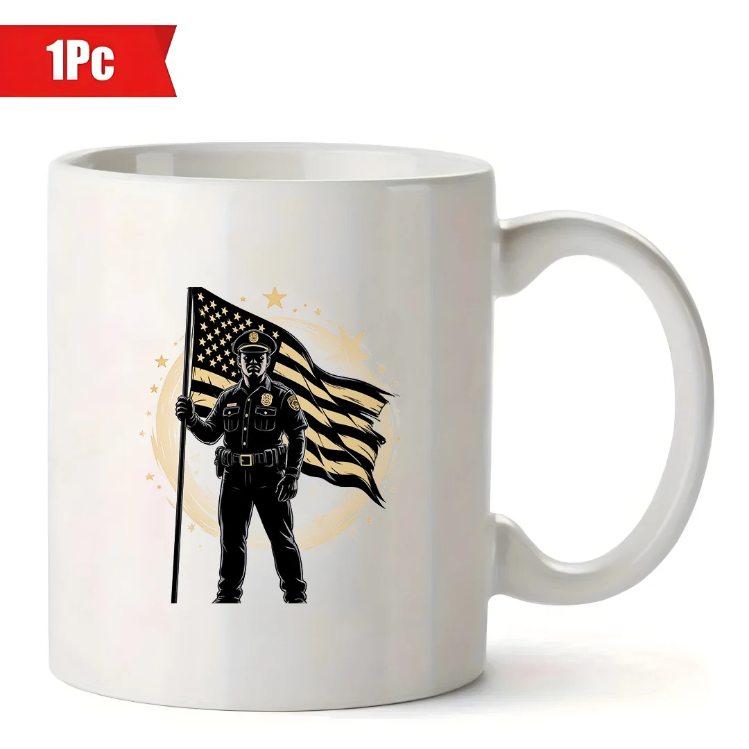 Shining Police Badge 11OZ Cup Custom Police Flag Children's Cold & Hot Beverage Cup Christmas Gift Family Office Cup