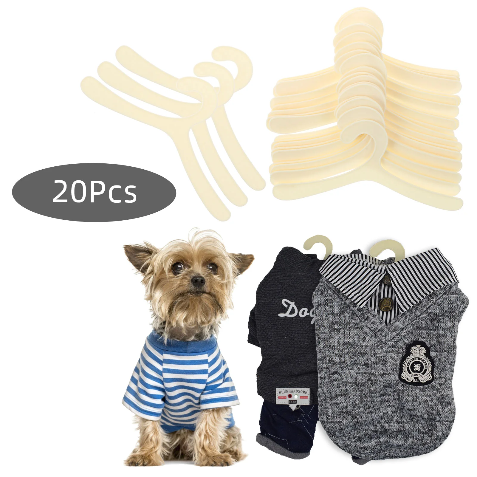 20 grucce per abbigliamento per animali domestici, ganci in plastica da 19 cm per cani di piccola taglia, ganizer, idea regalo per riporre oggetti portatili