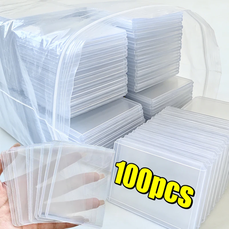 

1-100 шт. прозрачных защитных чехлов для игральных карт, держателей для карт Pokemon, для настольных игр, для идентификационных карт, для коллекционных карточек, для фотографий, набор чехлов-футляров