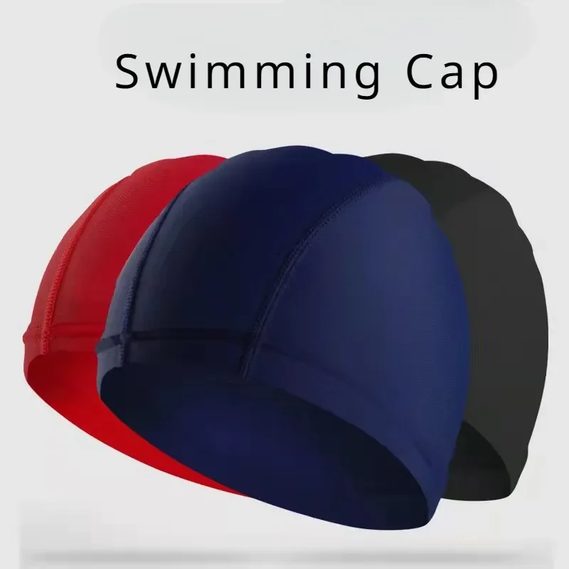 Solid Color Swim Cap Fabric Protect Ears Sports Siwm Pool Swimming Cap Hat Sporty Ultrathin Bathing Caps for Adults Men Women